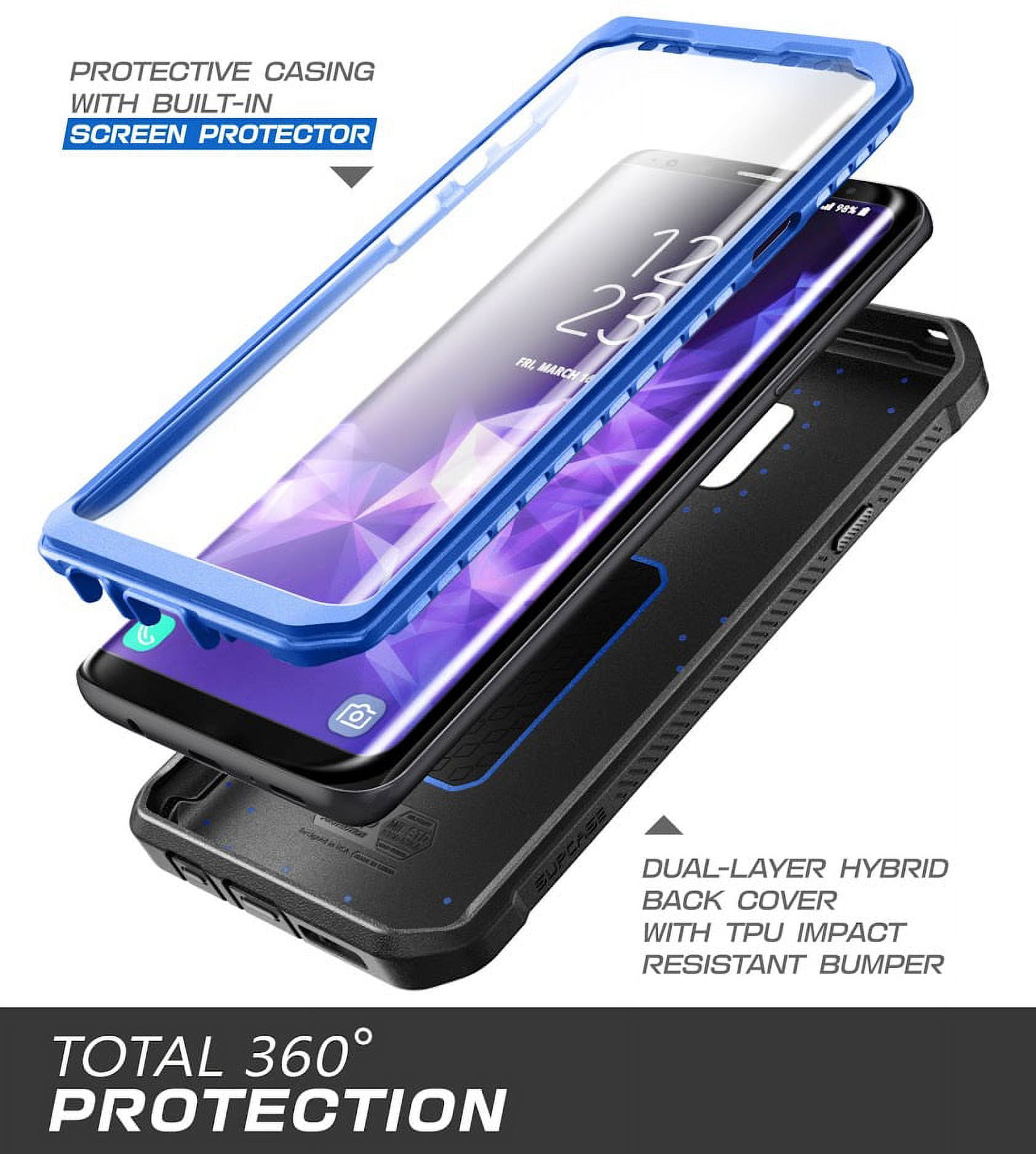 SUPCASE Unicorn Beetle Pro Series Case Designed for Samsung Galaxy S9+ Plus, with Built-in Screen Protector Full-Body Rugged Holster Case for Galaxy S9+ Plus (2018 Release) (DarkBlue)