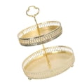 thumbnail image 3 of Bandeja de pastelería de doble capa, plato decorativo de exhibición de postres y galletas doradas y cobre para boda, grano Vertical ahuecado, 3 of 10