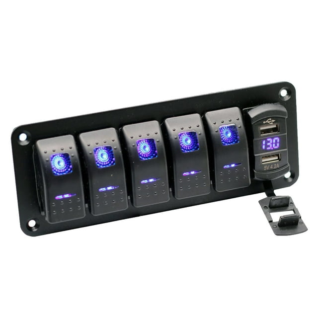 Sidaley Panel de interruptores automotrices de aluminio portátil Universal barcos ATV remolque IP65 impermeable anticorrosivo 5 paneles parte Bombillas para automóviles