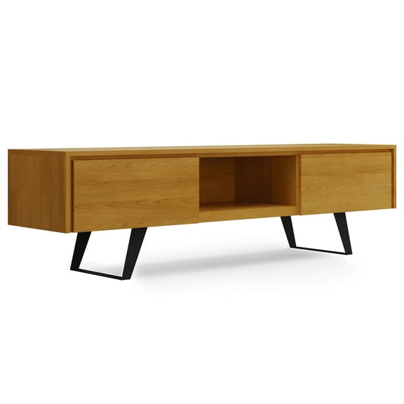 Lowry 72 inch Wide Solid Wood TV Stand in Oak For TVs up to 80 inches