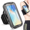thumbnail image 2 of JUNWELL Clear Running Phone Holder Armband  Sports Armband Case for iPhone 15 14 13 Pro Max 12 11 Plus Samsung Android  Universal Arm Bands Bag with Key Card Pocket for Exercise Walking W, 2 of 6