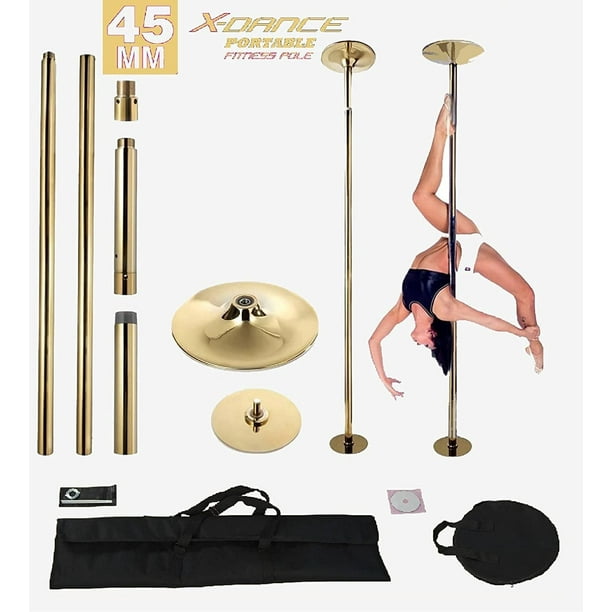 X-Dance Professional Stripper Pole Gold Spinning Static Exotic Dancing Pole  Portable and Removable Height Adjustable 7 to 9 FT 45mm Dance Pole Kit for  Exercise Fitness Pole Club Party Pub Home 