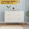 thumbnail image 4 of Commode à 6 Tiroirs, Commode à 6 Tiroirs, Grande Armoire de Rangement Commode au Design Moderne avec Base en Métal pour Chambre, Salon, Véranda, 4 of 7