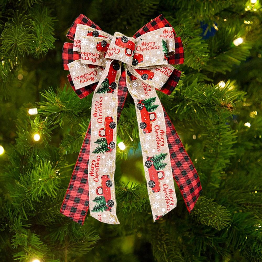 White & Blue Christmas Bows for Gift Packages Wreaths Swags 2 Small Red Plaid with Green Home Decor Staircase Fireplace Tree Decor