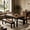 Brown Black, variant on Fnova 3 Pieces Dining Table Set for 4-6 with 2 Benches, 55" Farmhouse Wood Kitchen Table and Space Saving Tuck Under Benches for Kitchen Dining Room