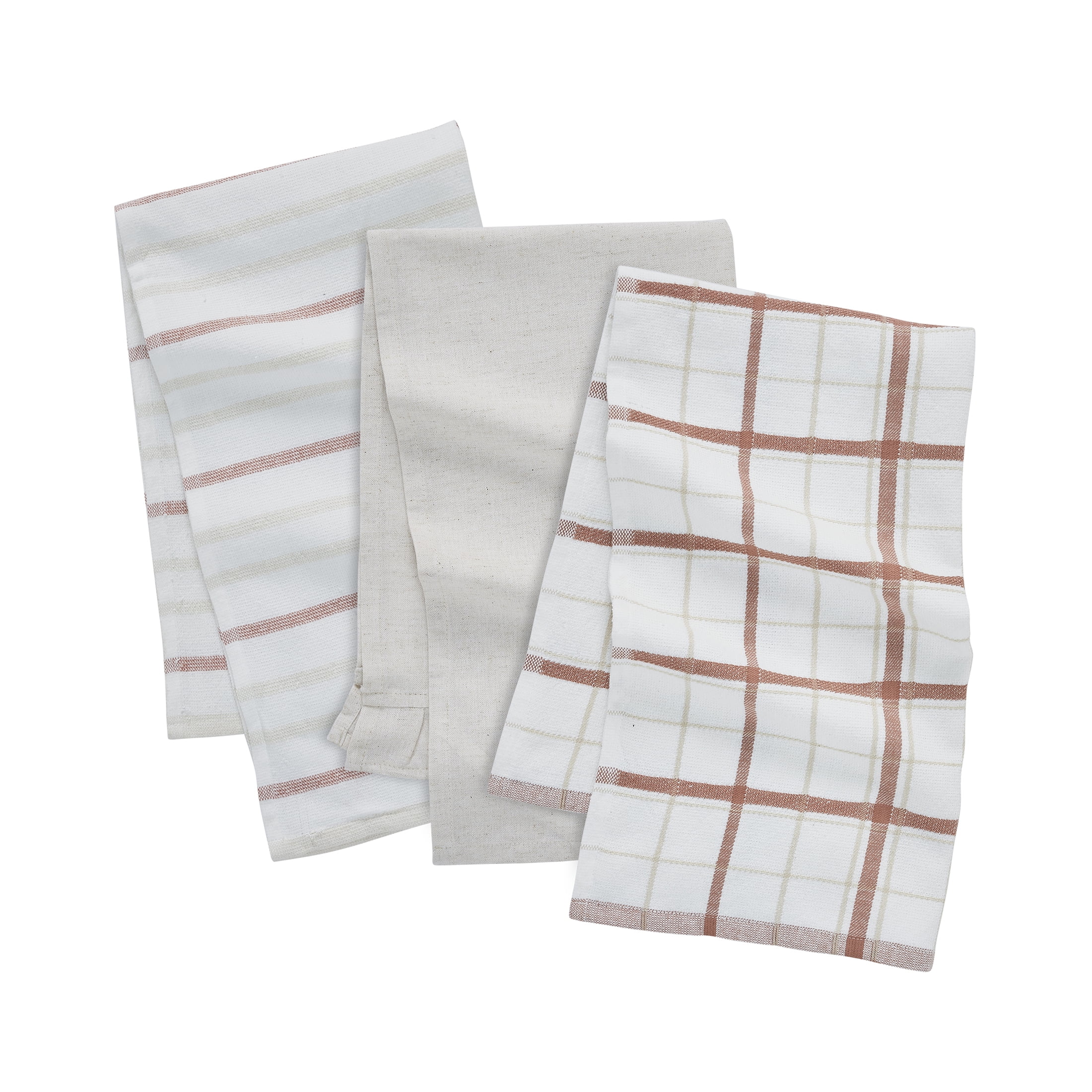 My Texas House Ruffle 16" x 28" Cotton Kitchen Towels, 3 Pieces, Beige