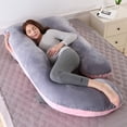 thumbnail image 2 of TOPCHANCES Pregnancy Pillow, J Shaped Full Body Soft Maternity Pillow with Removable Velvet Cover, 27*57inch, Pink/Gray, 2 of 12