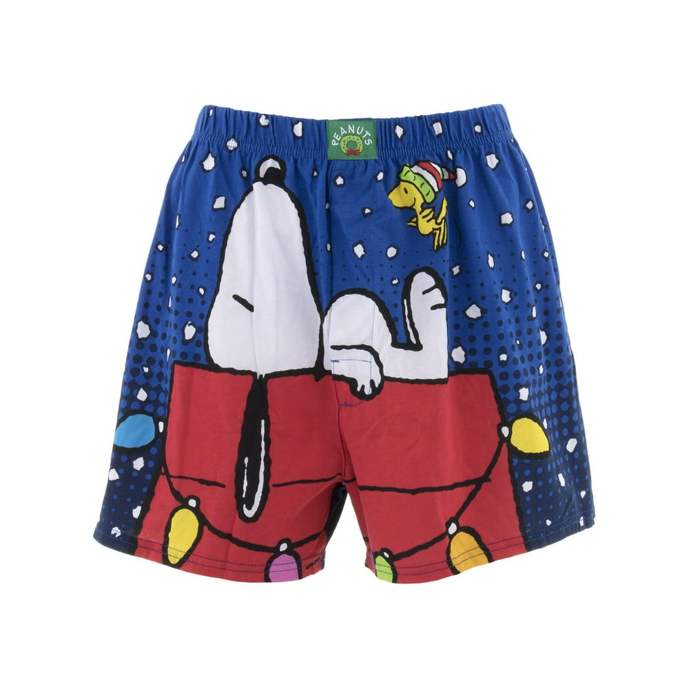 Peanuts Peanuts Men's Snoopy Christmas Blue Cotton Boxer Shorts
