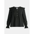 thumbnail image 5 of Time and Tru Women's Pintuck Ruffle Blouse with Long Sleeves, Sizes XS – XXXL, 5 of 5