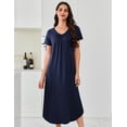 thumbnail image 3 of Ekouaer 3 Pack Long Nightgowns for Women Plus Size House Dress Short Sleeve Night Gown V Neck Casual Nightshirt, 3 of 5