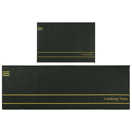 

Uxcell Set of 2 Kitchen Rugs Washable Floor Mat Set for Home Black 16 x 24 + 16 x 47
