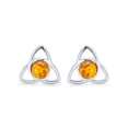 thumbnail image 2 of Bling Jewelry Womens Black Onyx Amber Gemstone Trinity Knot Stud Earrings Silver, 2 of 4
