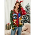 thumbnail image 6 of Christmas Sweaters for Women Soft Holiday Long Sleeve V Neck Xmas Knit Sweaters Red S, 6 of 7