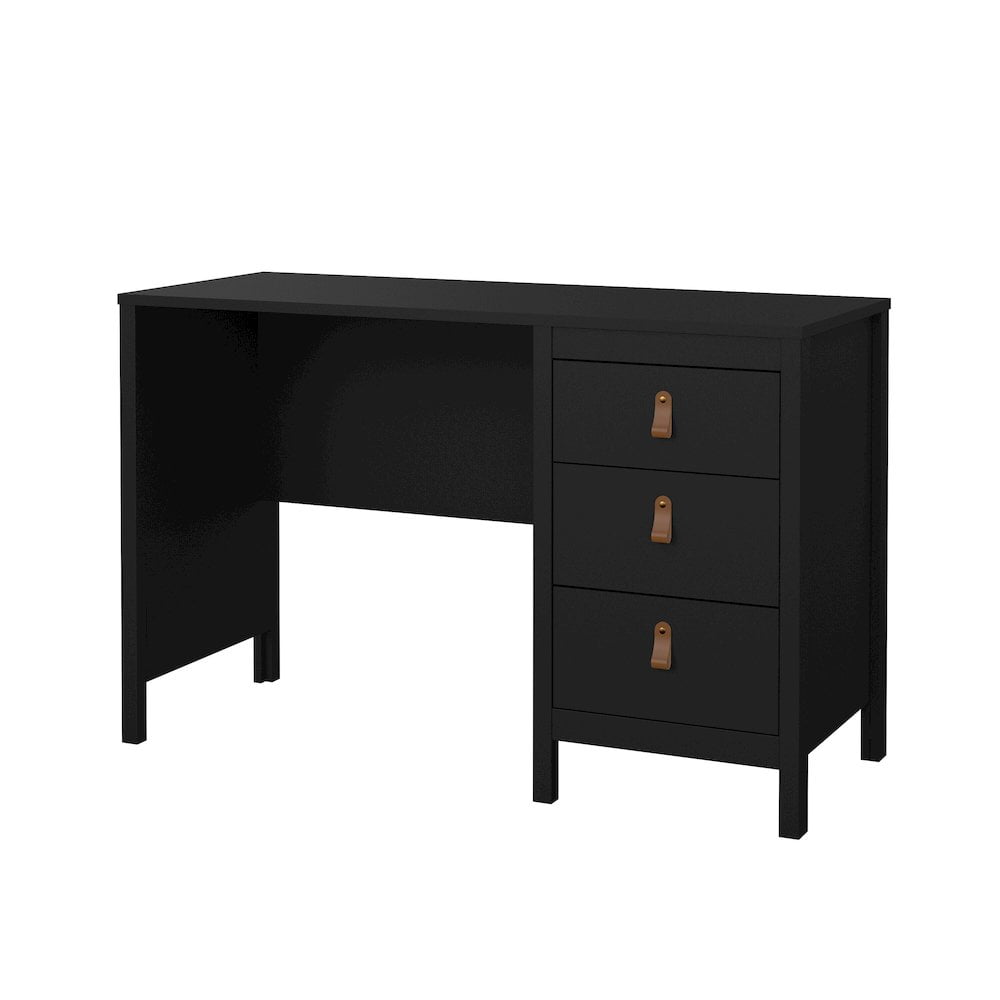 Tvilum Madrid Home Office Writing Desk with 3 Storage Drawers for Adults, Black Matte