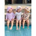 thumbnail image 4 of BemeyourBBs Toddler Baby Girl One-Piece Swimsuit with Sun Hat Set Infant Girls Bathing Suit Long Sleeve Rash Guard Flower Bow Print Ruffled Swimwear Summer Beach Wear, 4 of 9