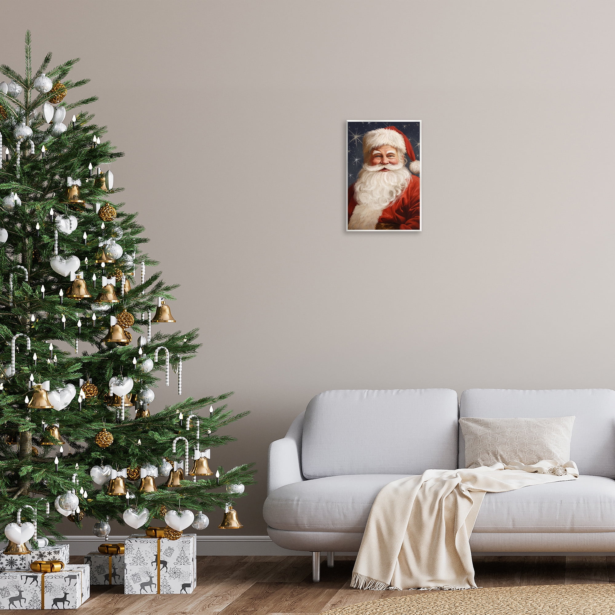 Stupell Industries Smiling Santa Claus Portrait Holiday Painting Unframed Art Print Wall Art, 13 x 19