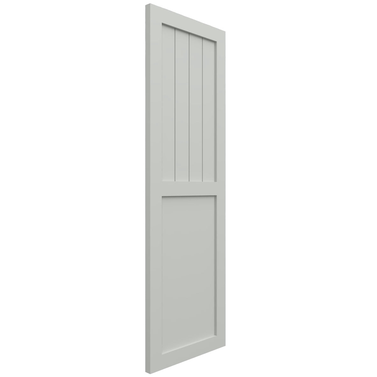 Ekena Millwork 12"W x 72"H True Fit PVC Farmhouse/Flat Panel Combination Fixed Mount Shutters, Hailstorm Gray (Per Pair - Hardware Not Included)
