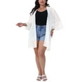 thumbnail image 2 of Agnes Orinda Women's Plus Size Summer Kimono Cardigans Half Sleeve Shrugs Open Front Casual Chiffon Tops 1X White, 2 of 6