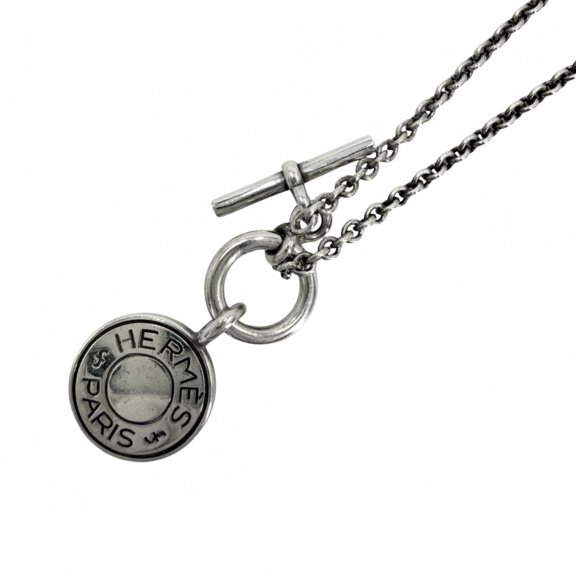 Pre-Owned Hermes necklace for women, Sellier Amulette H Ex-Libris pendant, jewelry accessory,...