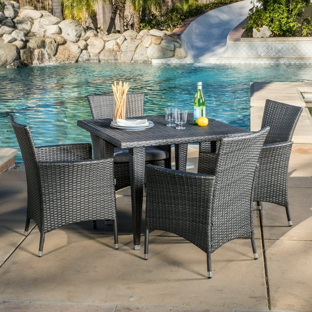 Christopher Knight Home Outdoor Malta 5 Piece Wicker Dining Set With Cushions By Com - Delani 5pc Wicker Patio Dining Set Christopher Knight Home