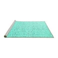 thumbnail image 2 of Ahgly Company Machine Washable Indoor Rectangle Solid Turquoise Blue Modern Area Rugs, 2' x 5', 2 of 4