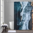 thumbnail image 5 of Blue Ocean Shower Curtains for Bathroom, Wave Coastal Beach Seaside Nature Scenery Washable Fabric Shower Curtain with Hooks Waterproof Bathroom Decor Sets, 72 x 72 Inches, 5 of 9
