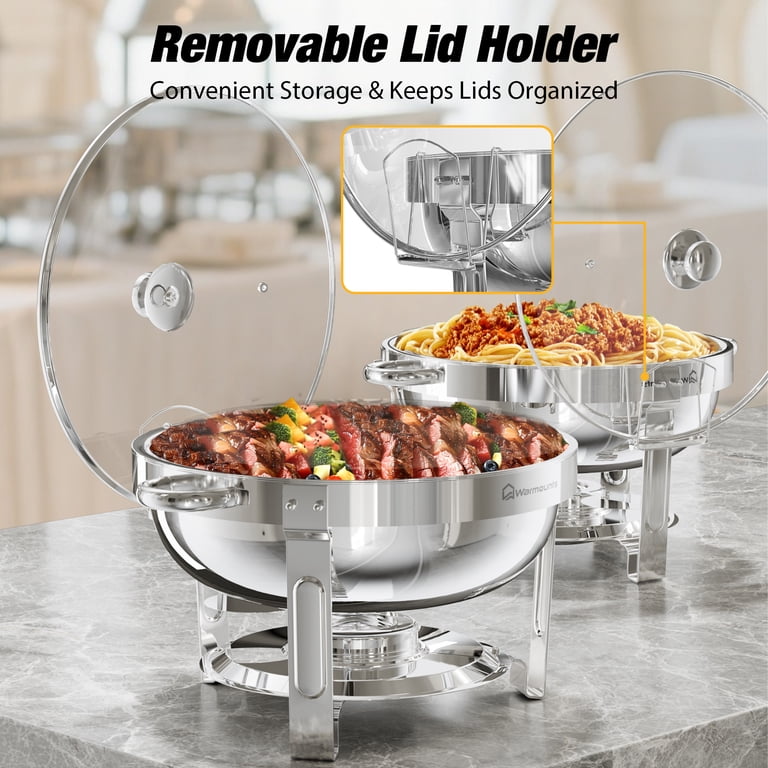 Warmounts Round Chafing Dish Buffet Set, 5QT, 2-Pack photo 6