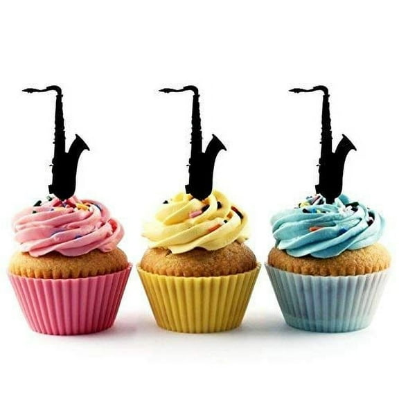 Whimsical Practicality's Saxophone Silhouette Acrylic Cupcake Toppers 12 pcs