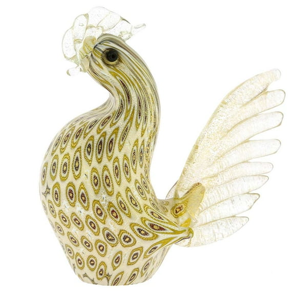 GlassOfVenice Murano Glass Millefiori Rooster - Ivory