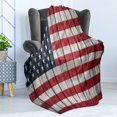 thumbnail image 4 of USA Soft Flannel Fleece Throw Blanket, Fourth of July Independence Day National Democracy Artwork Rough Wood Print, Cozy Plush for Indoor and Outdoor Use, 70" x 90", Dark Blue White Red, by Ambesonne, 4 of 5
