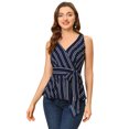 thumbnail image 1 of INSPIRE CHIC Hauts d'Été pour Femmes Sans Manches Col en V Ceinture Bleu Foncé TG, 1 of 5