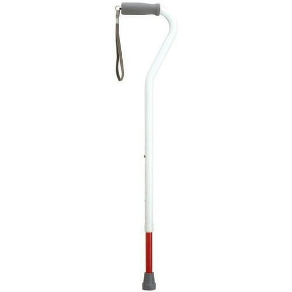 Walking Cane Offset blind cane Grey Foam Handle with strap. Adjusts from 30-39"