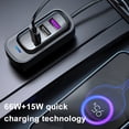 thumbnail image 4 of 6-Port 66W+15W Fast Car USB Charger with 1.5m Extension Cable, ABS Material, 6-Layer Safety Protection, LED Ambient Light & Anti-Slip Clip, Compatible with 12-24V Vehicles (Cars/Trucks/SUVs) - YQ2, 4 of 6