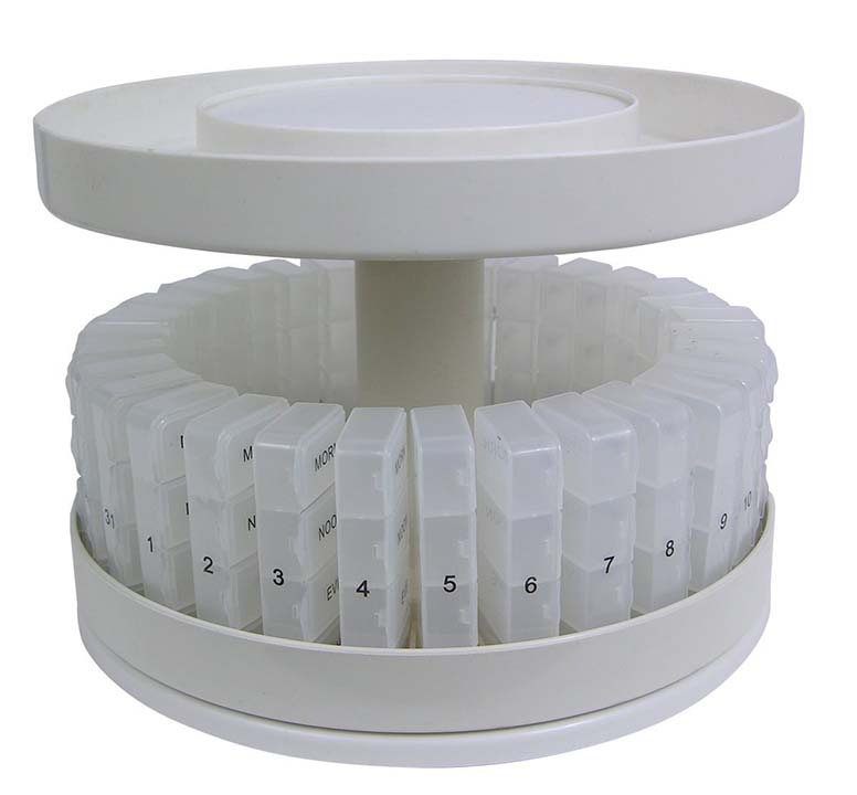 Jobar International Pill Organizer, 31 pill holders, Rotates 360 degrees