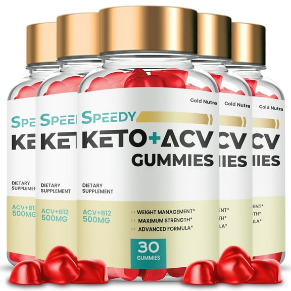 Speedy Keto ACV Gummies, Speedy Keto Max Strength Gummy with Apple Cider Vinegar, 1 Month Supply (5 Pack)