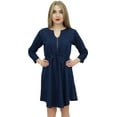 thumbnail image 3 of Bimba Women's Short Denim Casual Dress Dark Blue Drawstring Waist Dresses - 8, 3 of 5