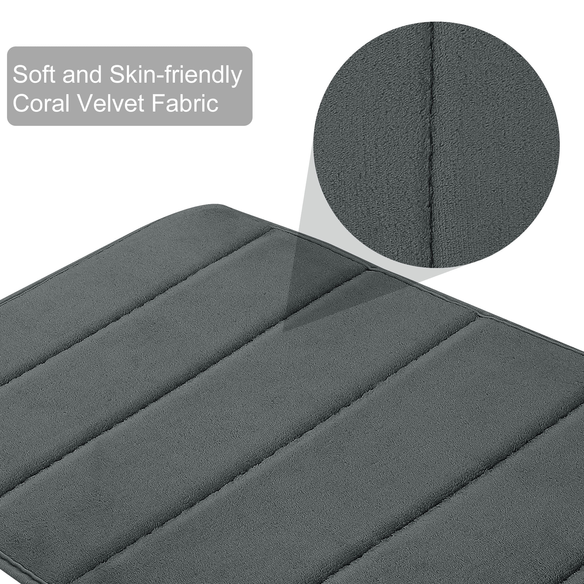 Unique Bargains 2-Piece Memory Foam Non-slip Floor Rug 24" x 16" Dark Gray
