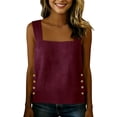 thumbnail image 6 of GERsome Women's Tank Tops Square Neck Sleeveless Side Button Hem Loose Fit Shirts for Summer Casual Vacation Wine Size M, 6 of 9