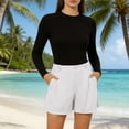 thumbnail image 7 of Women's Corduroy Summer Pleated Shorts, Loose Elastic High Waisted Business Work Shorts with Pockets, 7 of 7
