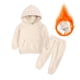 thumbnail image 2 of Gibobby Conjunto de ropa de manga larga para bebé y niño pequeños Primavera Invierno Sólido Cálido Grueso Pantalones de manga larga Sudadera con capucha(Caqui,6-7 Años), 2 of 3