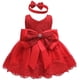 thumbnail image 3 of Vestido infantil de encaje de color a juego para bebé de un año, vestido de noche de princesa con lazo, 3 of 6