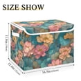 thumbnail image 5 of Yayeee Collapsible Cube Storage Bin with Lid Fabric Closet Decorative Basket with Handles, Pink Water Lilies Pattern, 5 of 7