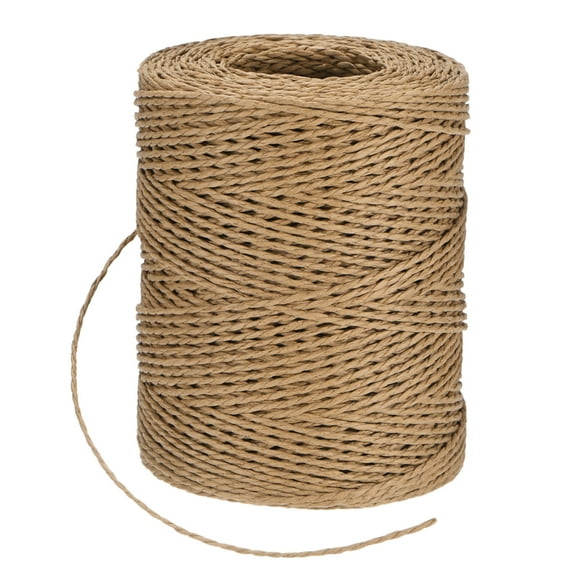 Uxcell Raffia Yarn for Crochet, 131 Yards 1.5mm Raffia Paper Ribbon Round String for DIY Crafts[Brown]