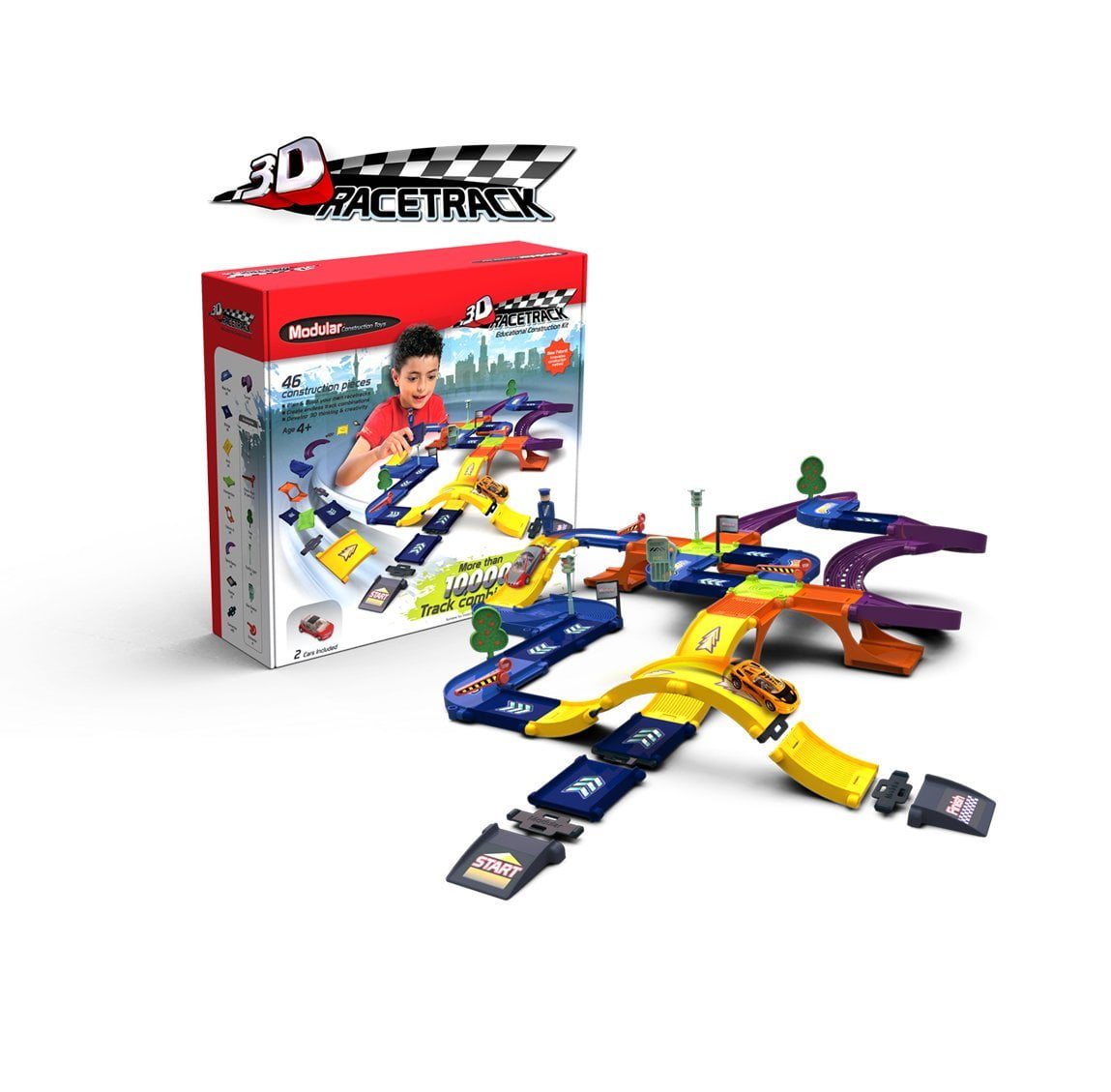 New Building Toy Boys Girls Modular 3D Construction Car Race Track Build Ages 4 