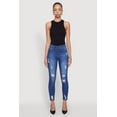 thumbnail image 2 of Womens WAX Distressed Frayed Skinny Jeans, 2 of 5