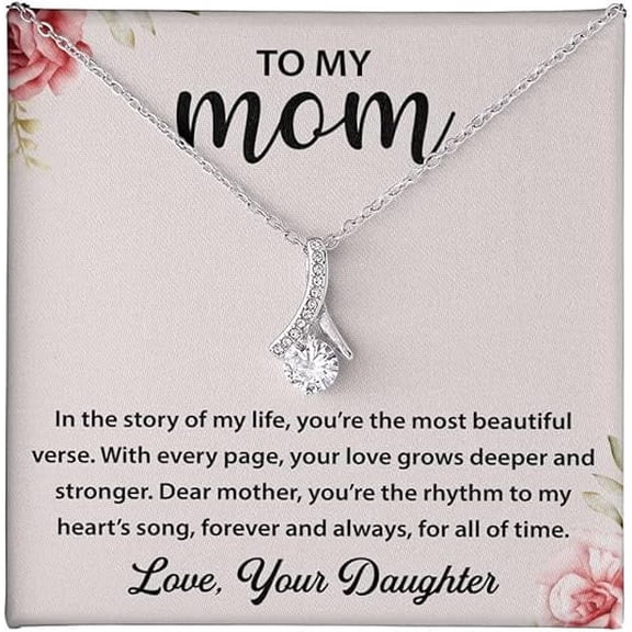 To My Mom Necklace From Daughter or Son, Jewelry with Message & Gift Box