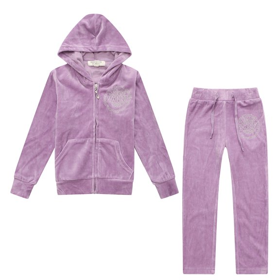 Richie House Girls' Velvet Sports Two-piece Set with Hot Drilling RH1915-A-3/4