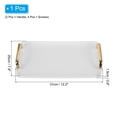 thumbnail image 2 of Bandeja para servir Unique Bargains de plástico con mango dorado rectangular 12,2 x 8,7 color blanco, 2 of 7