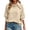 Beige., variant on Women's Pullover Sweatshirt Solid Color Stand Collar Long Sleeve Snap Button Closure Lined Elastic Textile