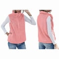 thumbnail image 2 of Gilet Sans Manches à Col Roulé pour Femmes, Chaud, en Peluche, avec Fermeture Éclair, Automne Hiver, avec Poches, Rose P, 2 of 7